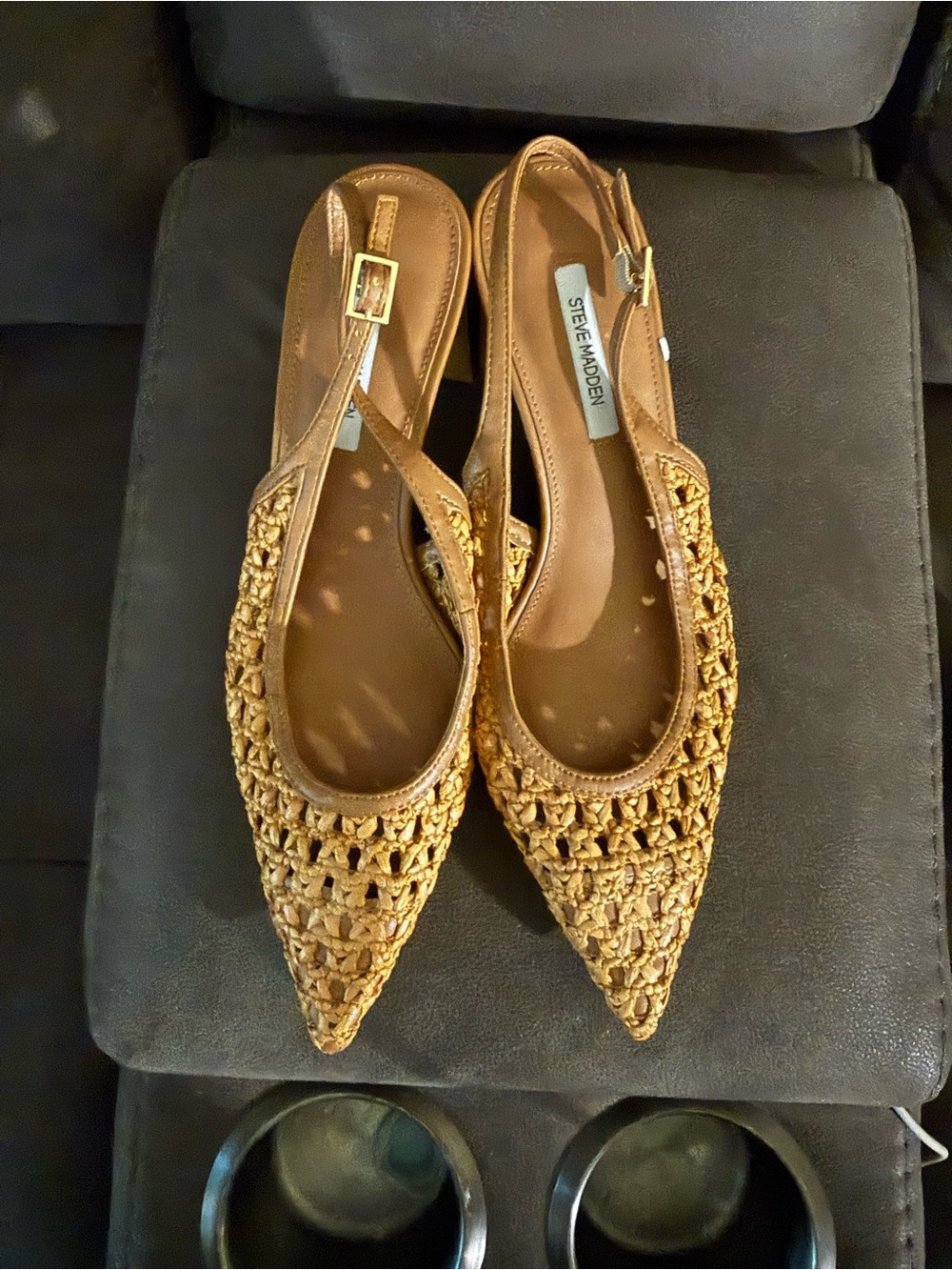 Steven madden Woven Slingback Block Heel Pumps — Tan size 8.5 - Picture 4 of 7
